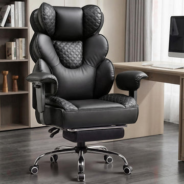 Big and Tall Office Chair with Upgrade Footrest, Heavy Duty Gaming Chair High Back Executive Chair with Spring Lumbar