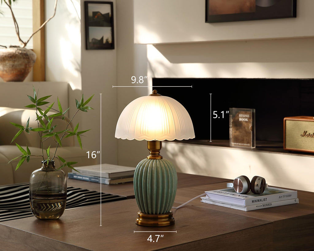 16" Vintage Ceramic Table Lamp, Mushroom Lamps