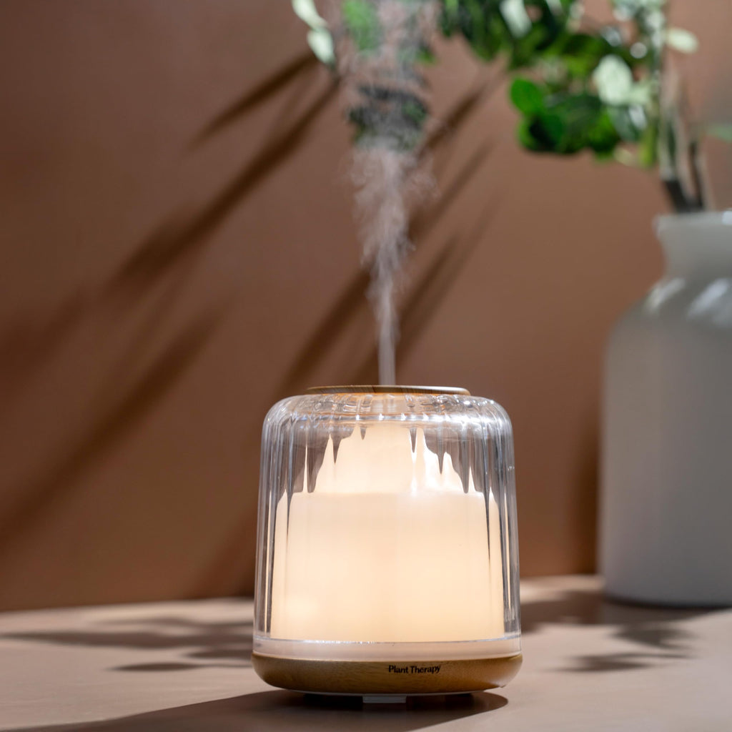 Therapy Serenity Glass Diffuser, Elegant Glass Cover, Intermittent & Continuous Mist, Multiple Light Settings