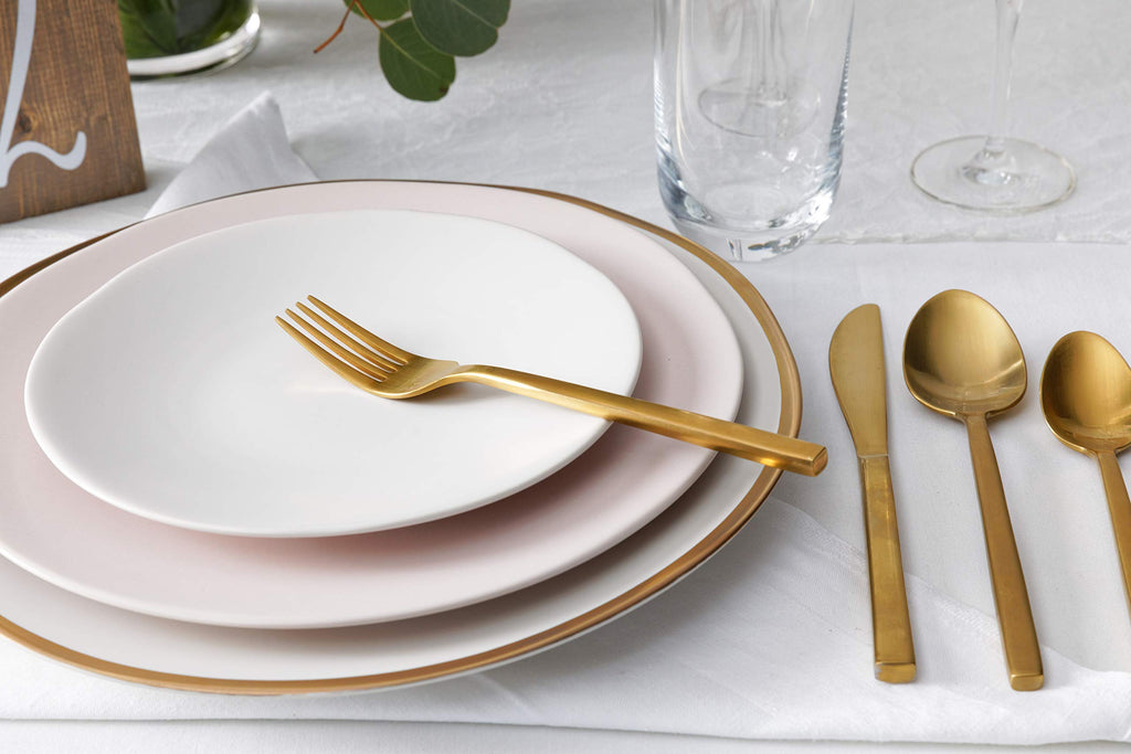 Vitraluxe Dinnerware Heirloom Matte Finish Salad Plate 8-Inch, Linen, Set of 4 - STN.8000.4.02