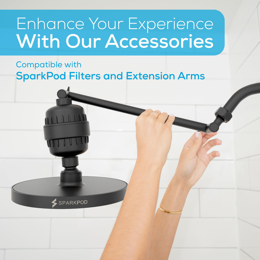 Rain Shower Head, 8 Inch Round, Midnight Black Matte Finish