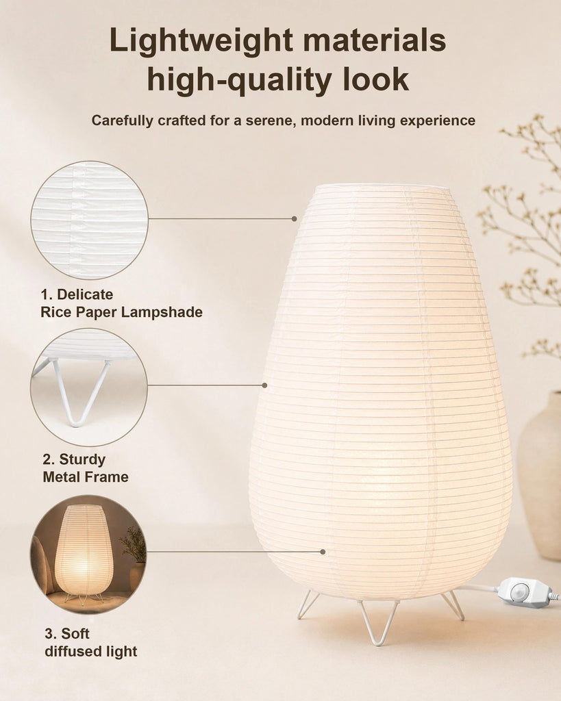 Rice Paper Table Lamp, Japanese Paper Lantern Lamp, E12
