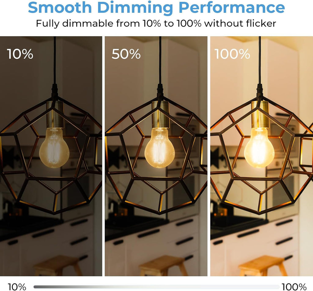 A19 E26 LED Light Bulbs 60 Watt Equivalent, 2700K Edison Bulbs