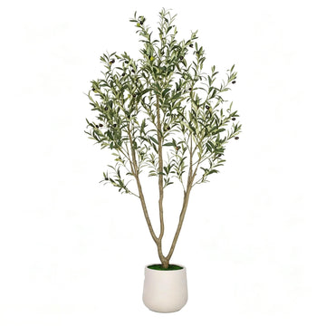7ft Artificial Olive Tree, Faux Potted Plant for Indoor Decor