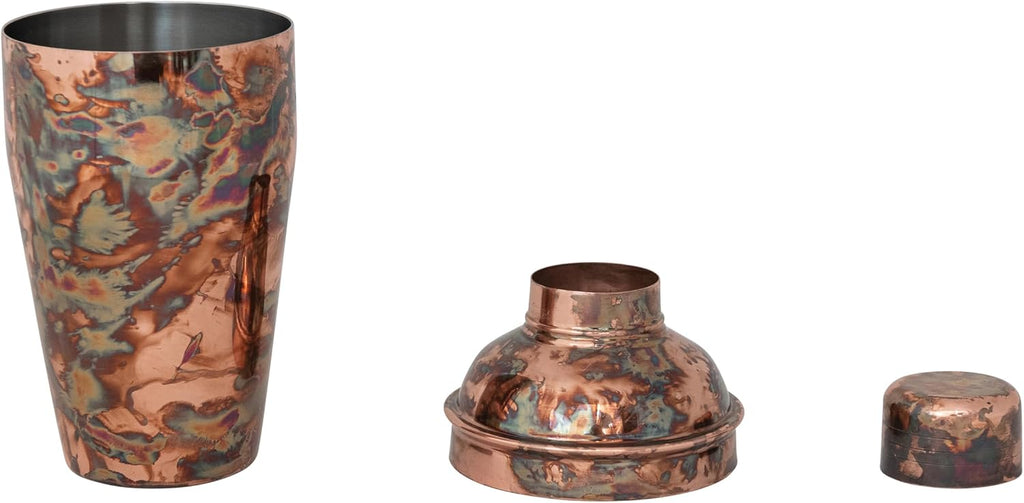 16-Ounce Oxidized Stainless Steel Cocktail Shaker, Copper Finish
