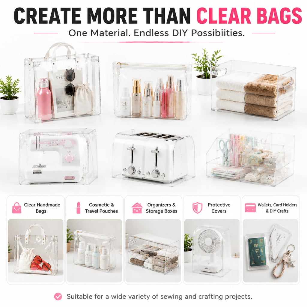 Clear PVC Vinyl Fabric 0.5mm, Firm Vinyl for Sewing & DIY