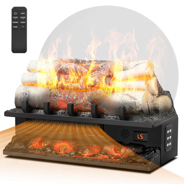 21" Freestanding Electric Fireplace Log Set with Cracking Sound, Fireplace Insert Heater with 8H Timer, 750w/1500w, 5