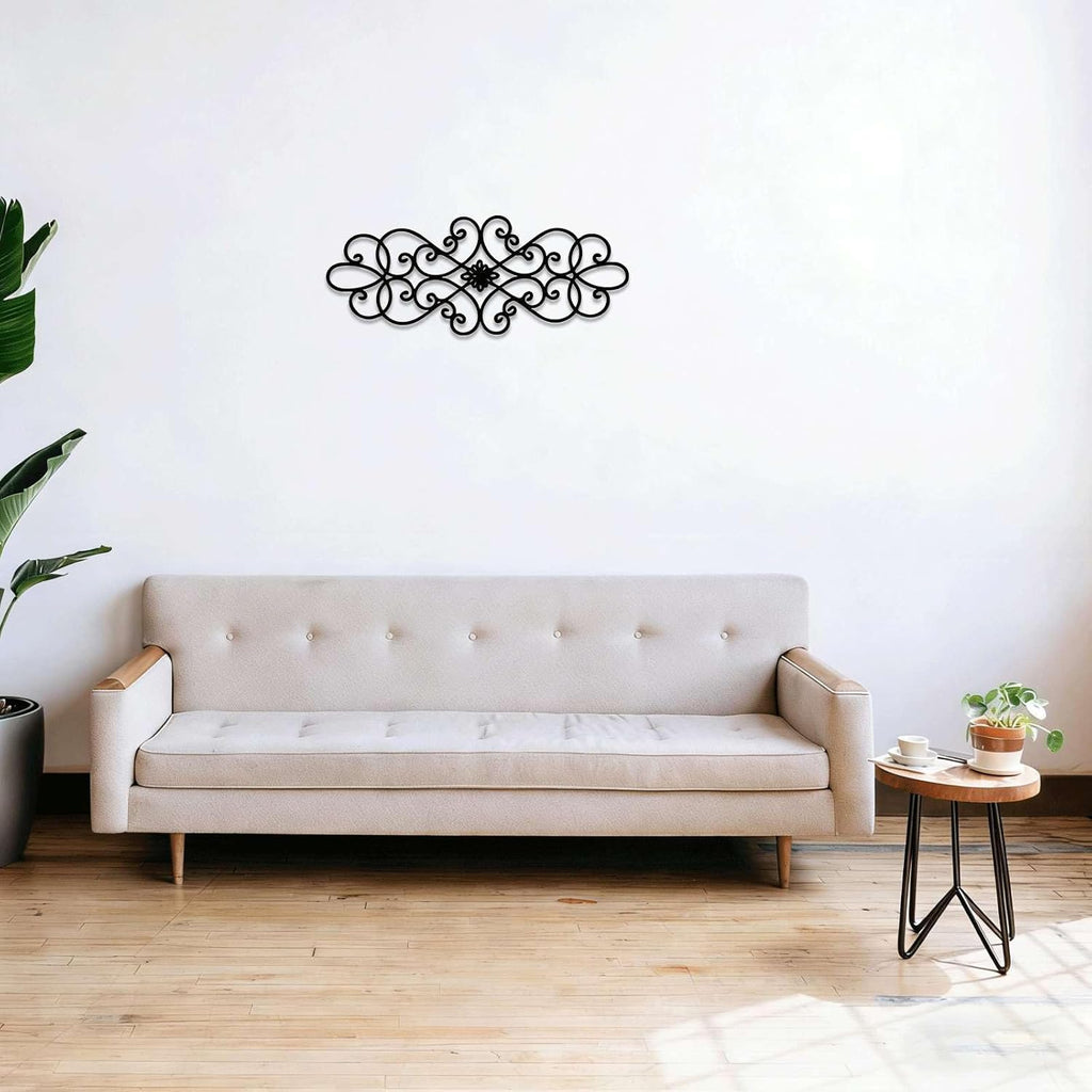 Elegant Scroll Pattern Black Metal Wall Art Metal Outdoor Decor Metal Signs Wall Art Decor Vintage Rustic Farmhouse - Set of 5
