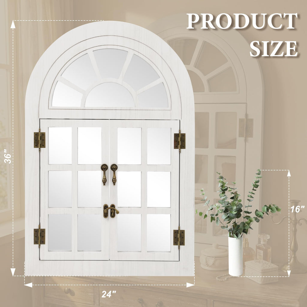 Farmhouse Window pane Mirror for Wall Decor, Arched Wall Mirror