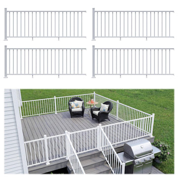 36 in x 8 ft Modular Aluminum Porch and Deck Railing Kit, White