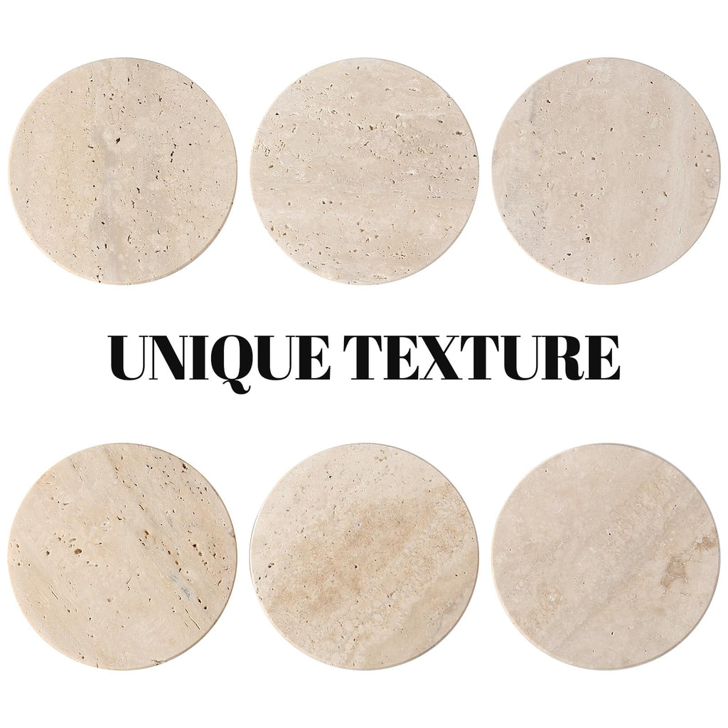 Travertine Marble Coasters Decor, Marble Coasters Set of 6