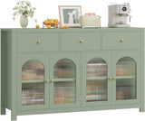 Buffet Cabinet with Storage, 55.1" Large Sideboard Buffet, Farmhouse Kitchen Cabinet with 3 Drawers and 4 Doors