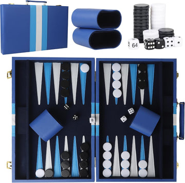 15 inch Backgammon Sets for Adults - Classic Board Game for Adults - Portable Travel Backgammon Set for 2 Players