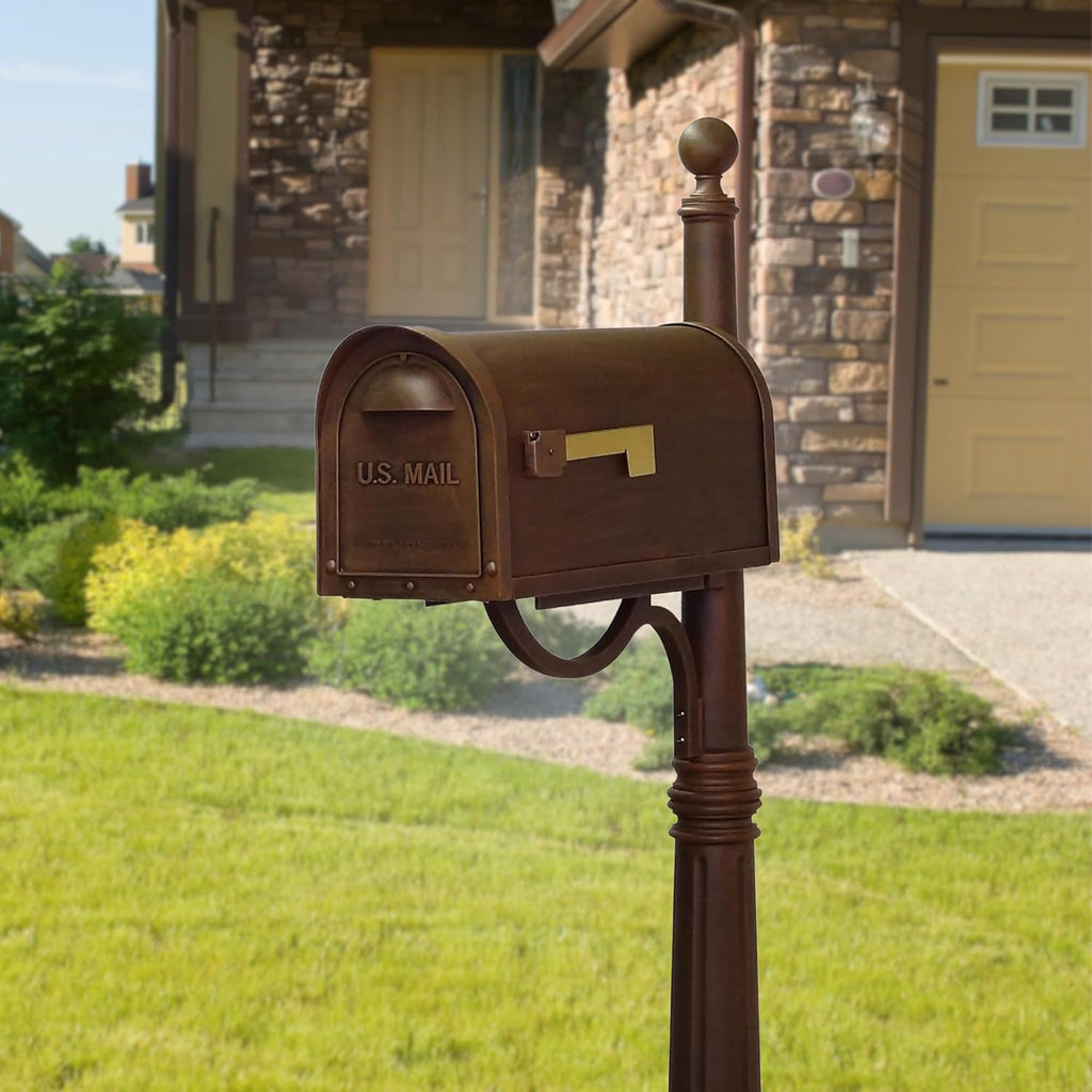 Classic Curbside Mailbox - Copper Aluminum Mailbox for Post Mount