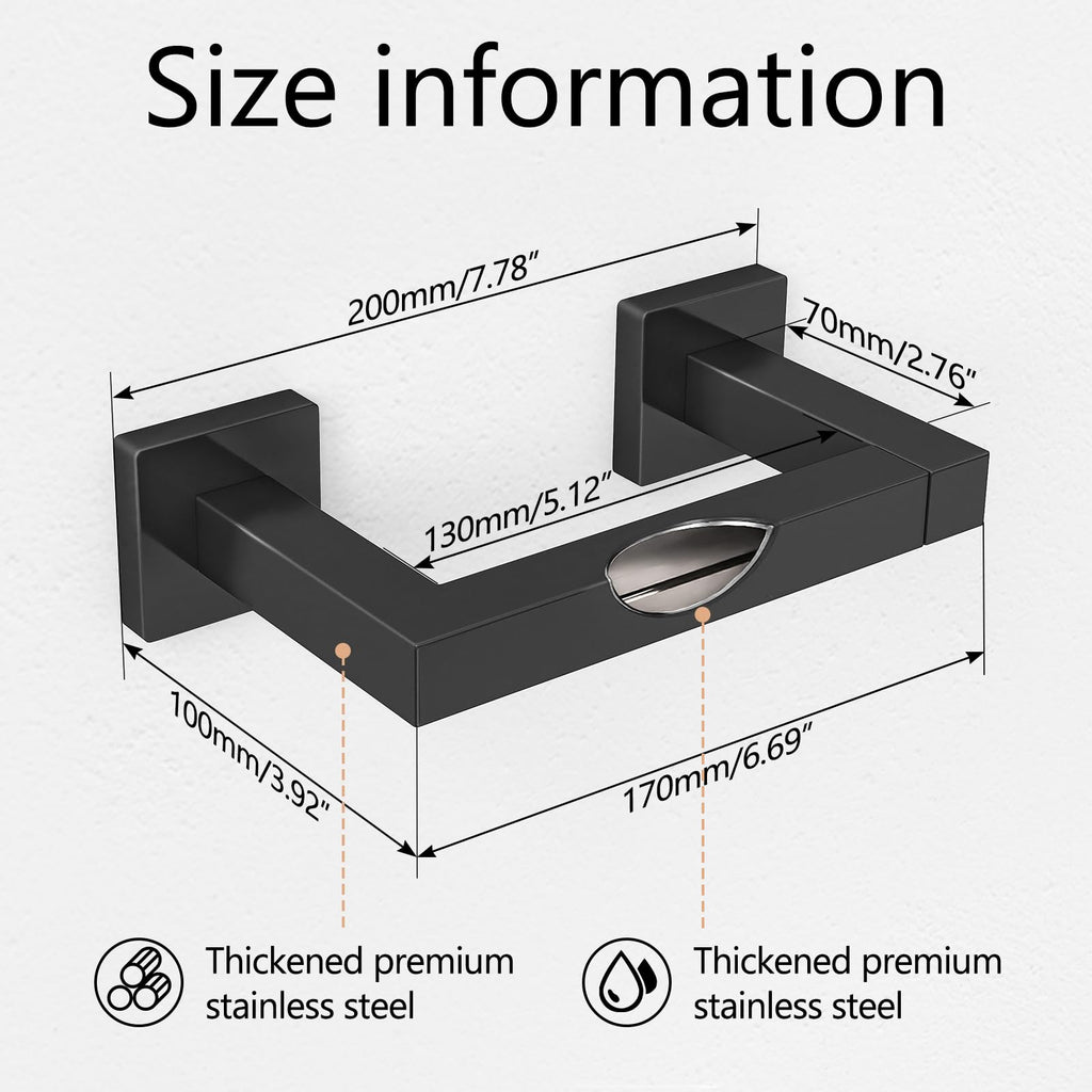 Toilet Paper Holder Matte Black, Wall Mounted Pivoting
