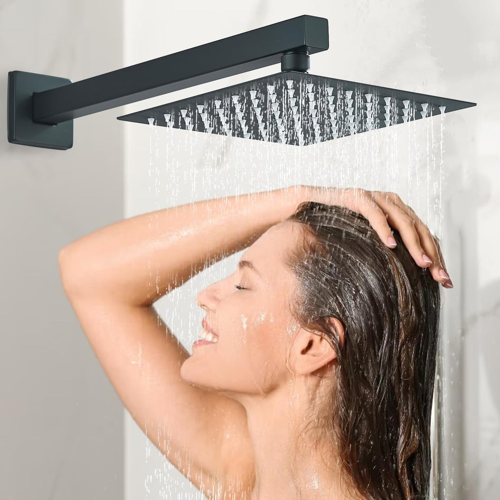 Shower Faucet Set with Handheld 8 Inch Matte Black Shower Head