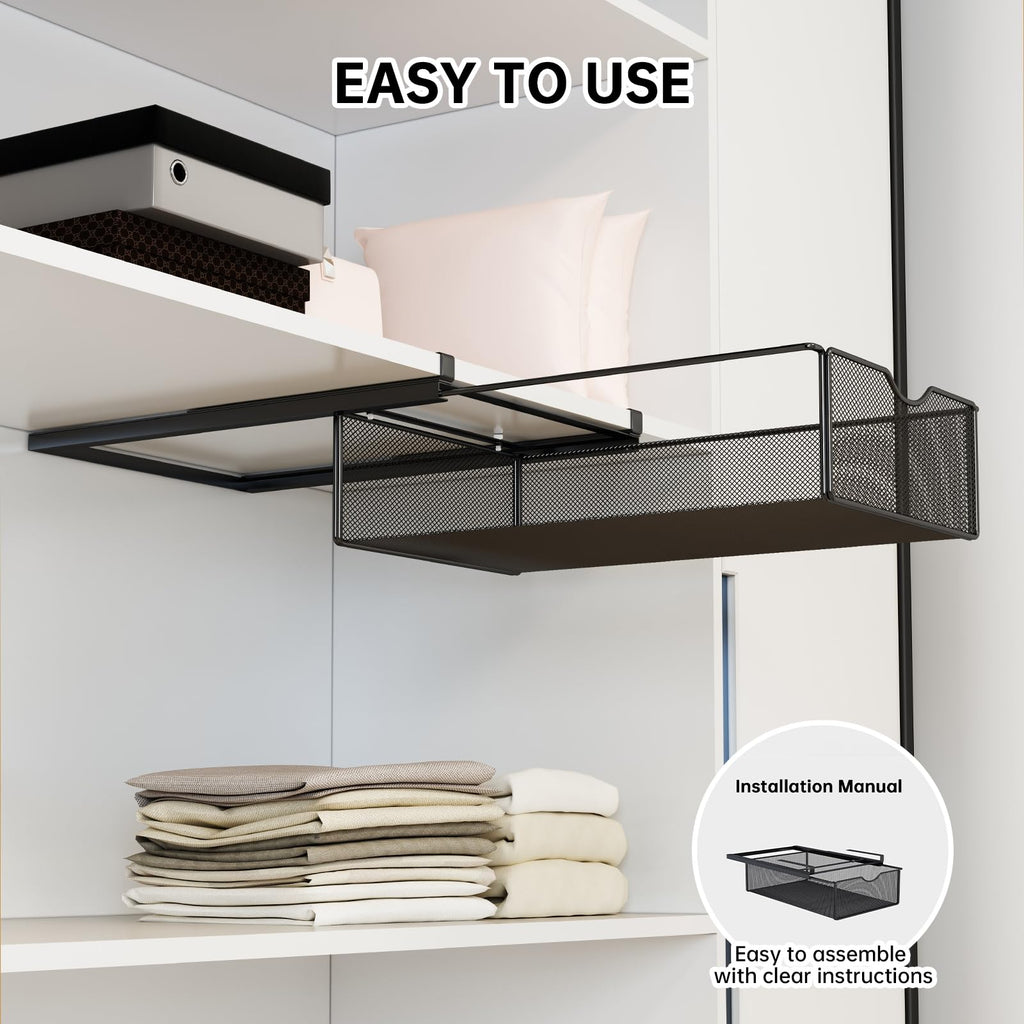 2 Pack Underwear Sock Drawer Organizer Set, Pull-Out Storage Baskets for Bra & Clothing, Closet & Dorm Room