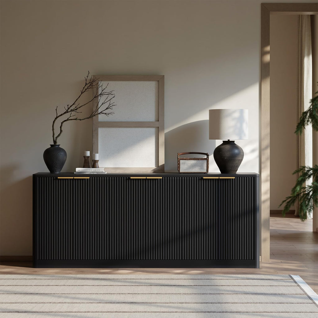 67" Black Fluted TV Stand for TVs up to 75"