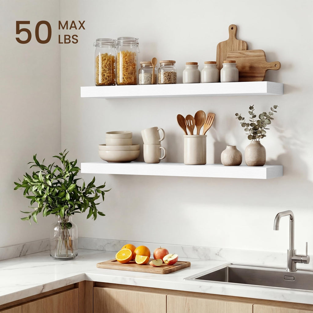 36in Floating Shelves, Deep Floating Shelves for Wall, Rustic Wall Shelves Bathroom Bedroom Kitchen, Wall Mounted