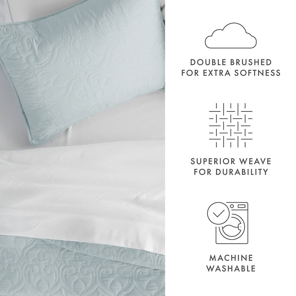 Quilt Coverlet Set All Season Microfiber Contemporary Ultra Soft Bedding in Damask Stitch - Twin/TwinXL Damask Stitch