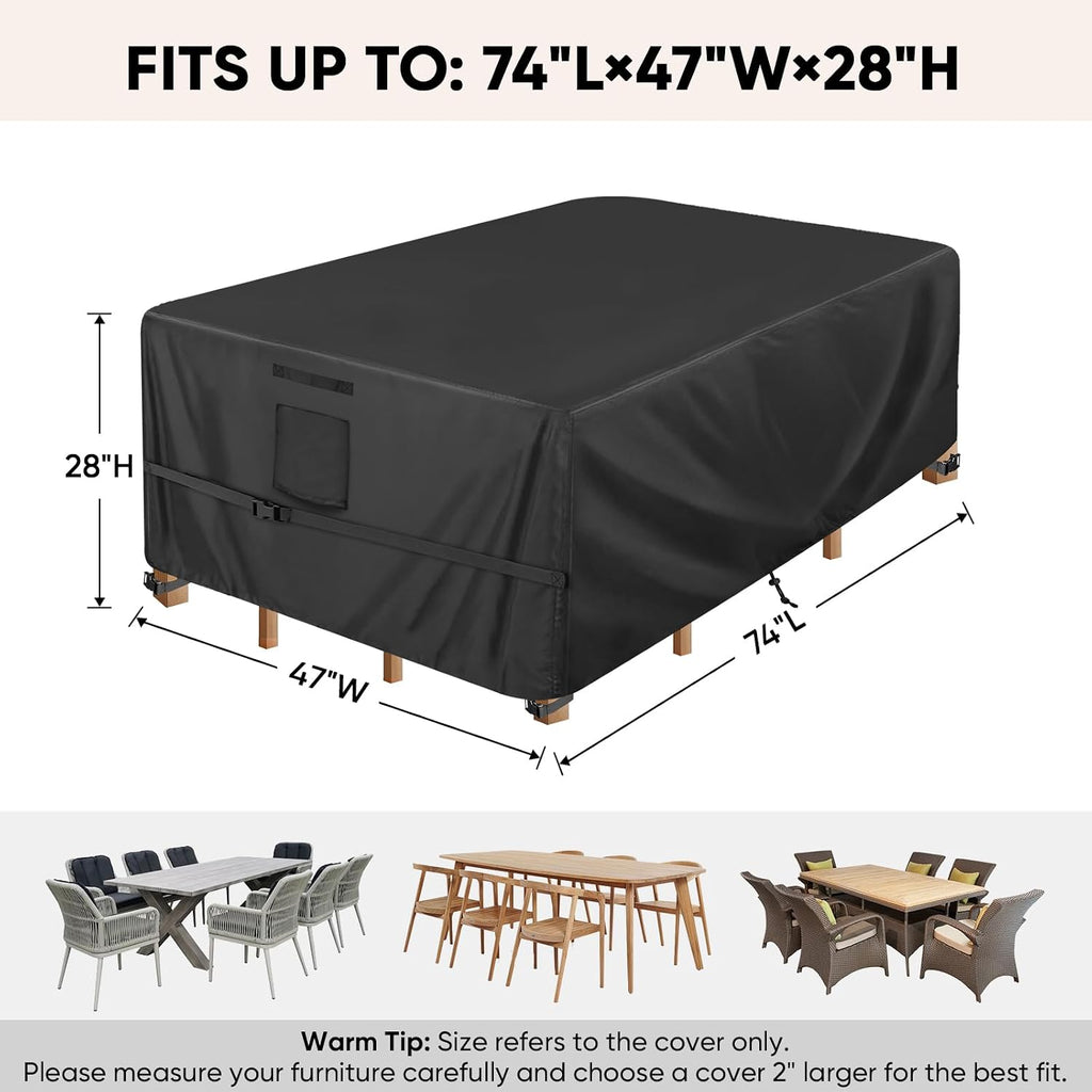 Patio Furniture Covers, Outdoor Furniture Covers Waterproof, Heavy Duty Oxford Patio Table Cover for Outdoor Table