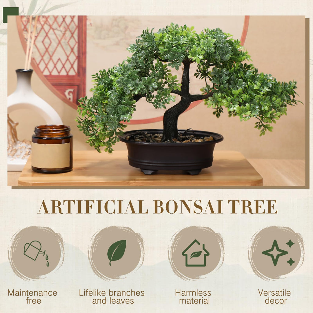 4 Pack Artificial Bonsai Tree, Indoor Small Fake Plants in Pots Table Office Desk Bathroom Shelf Bookshelf Bedroom