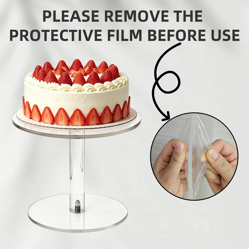 Round Clear Acrylic Cake Stand | Cupcake Display Tray for Birthdays, Weddings, Dessert Serving (Small)