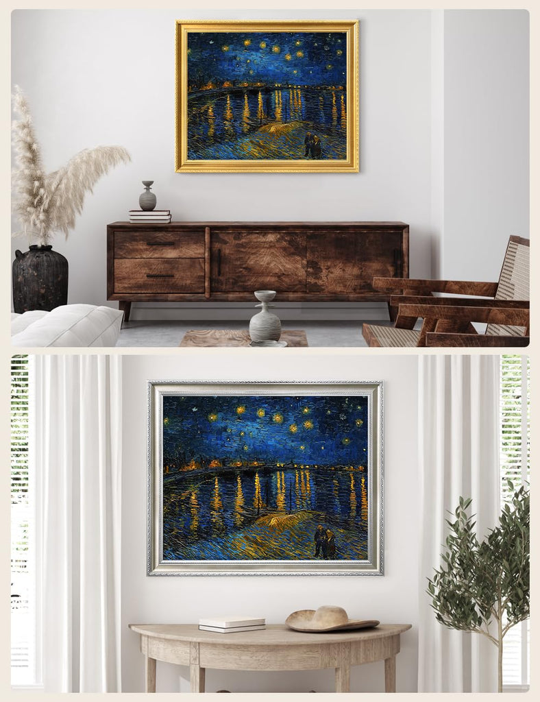 Van Gogh Wall Art Framed, Starry Night Over the Rhone, 34x28''