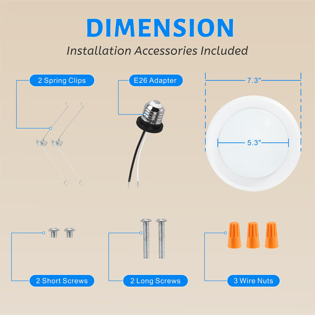 6 Inch Low Profile Flush Mount LED Disk Light, 16.5W 1000 Lumens, 4000K Cool White, Dimmable Recessed Lighting