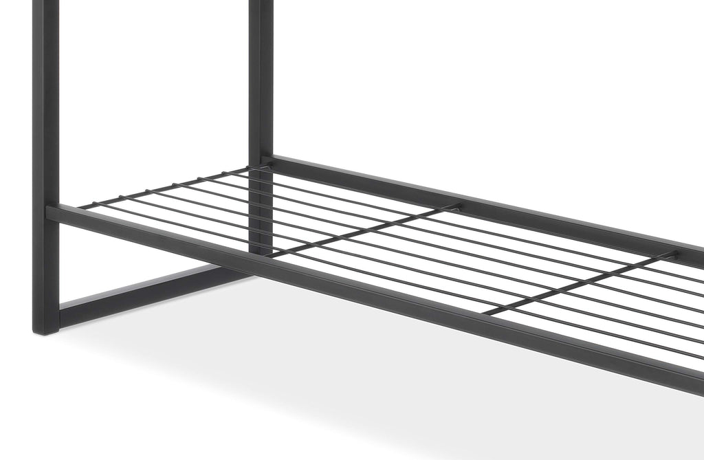Entryway Bench, 35.5 Inch Modern Industrial Shoe Bench with Storage Shelf, Wood and Metal Shoe Rack Bench Seat