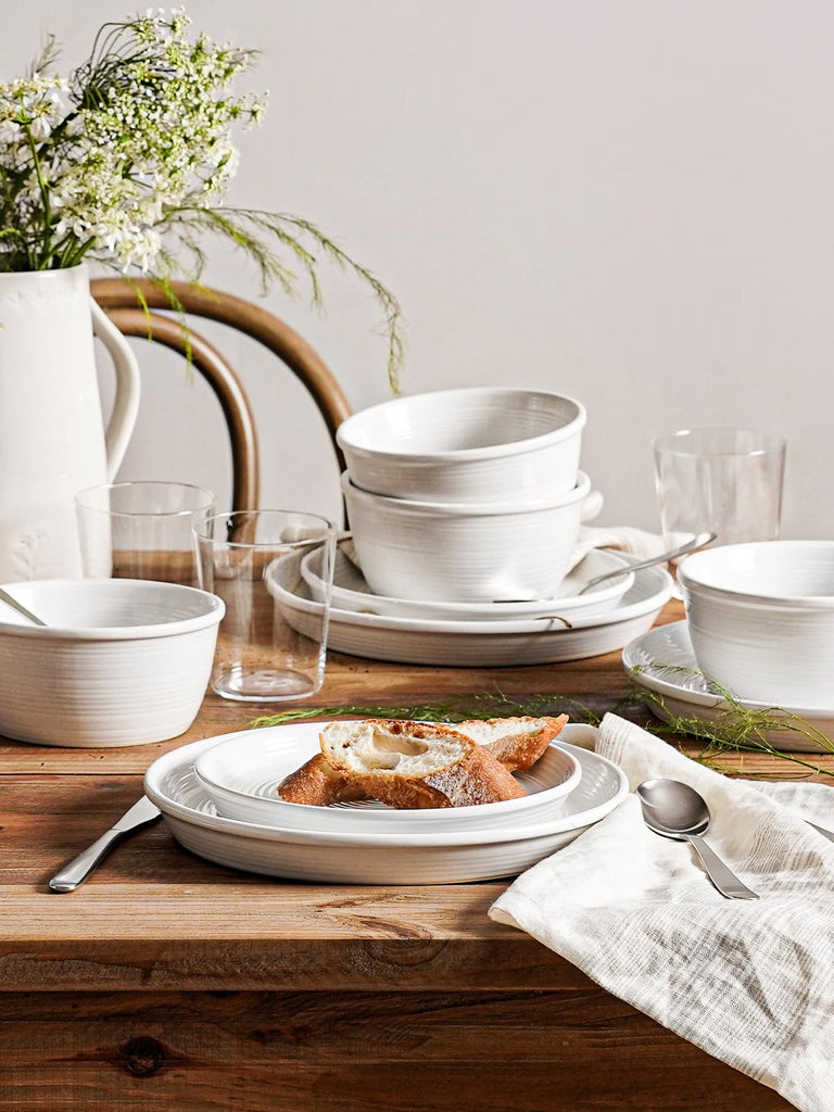 Ceramic Dinnerware Set for 4, 12-Piece Plates and Bowls, White