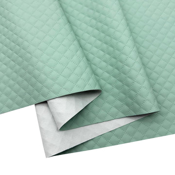 Soft FauxLeather Fabric 16 x 54 Inches Quilted Plaid Upholstery Vinyl for Motorcycle Sofa Bags Chairs Car Seats