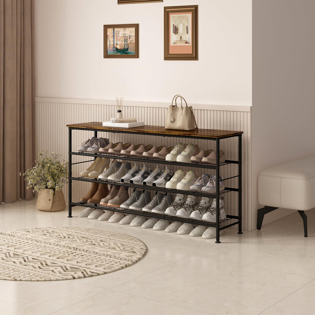 4 Tier Extra Long Shoe Rack Organizer Storage for Closet Entryway