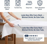 Tablecloth White Table Cloth Tabletop Cover Kitchen Dining Tablecloth 100% Cotton Great for Parties 