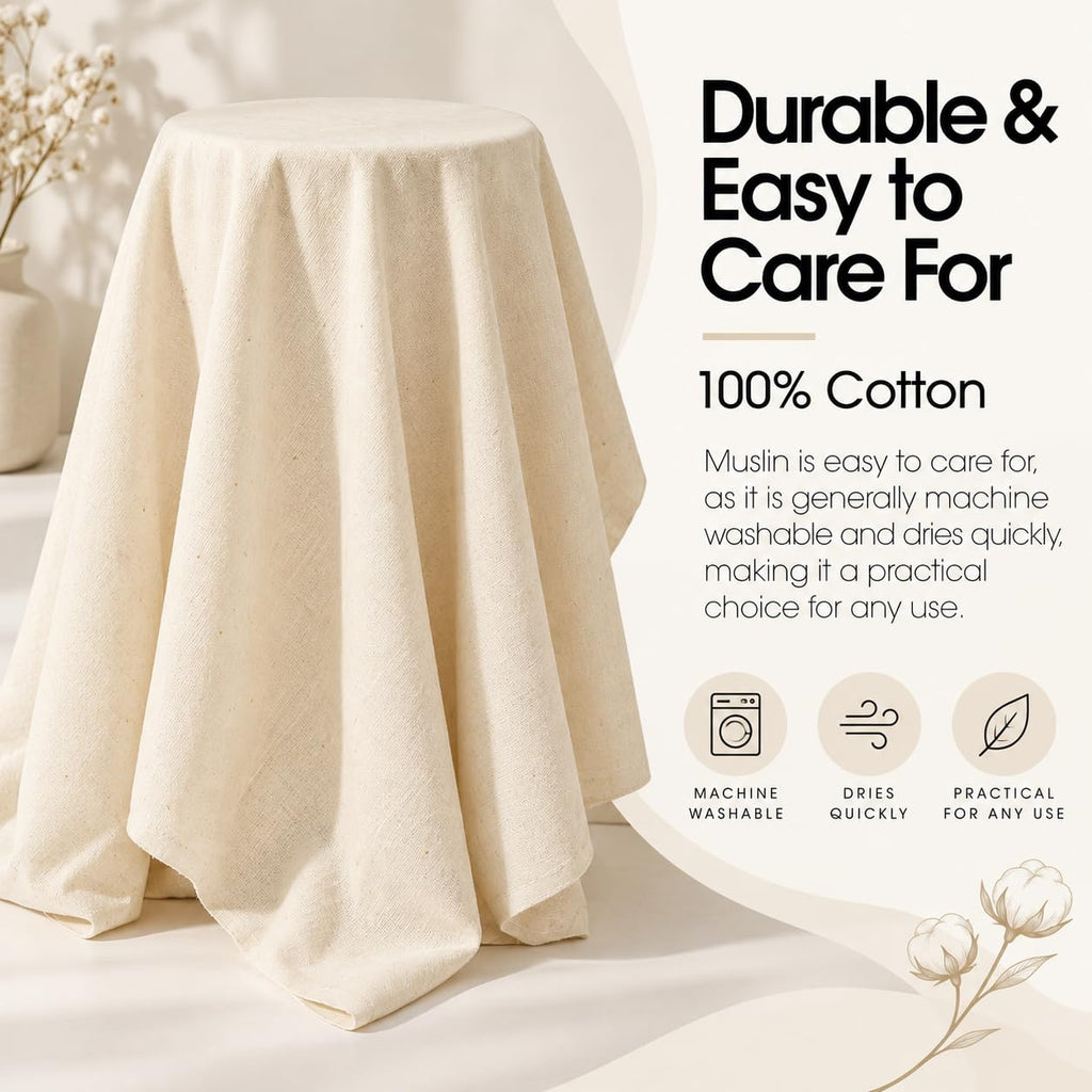Textiles 5 Yard Bolt Natural Cotton Muslin Fabric