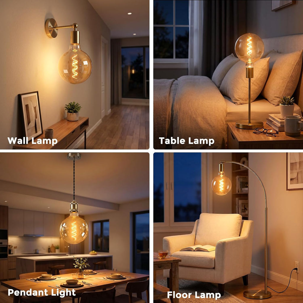 Oversized LED Edison Bulb 60 Watt, E26 Base Dimmable 2700K, Amber