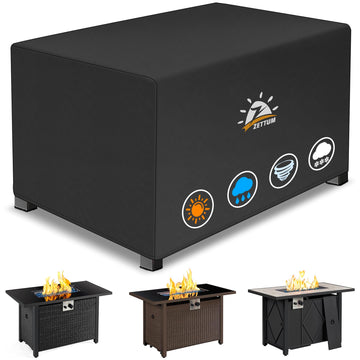 Fire Pit Cover Rectangular 42 Inch - Outdoor Fire Table Cover Rectangle Heavy Duty & Waterproof, 600D Patio Propane