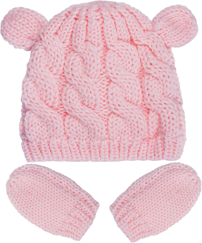 2 Set Winter Beanie Hats Gloves Kit for Baby Infant Toddler