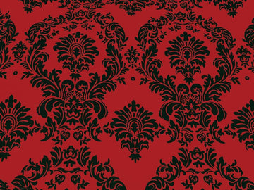 Taffeta Flocking Damask Dark Red 58 Inch Wide Fabric by The Yard from