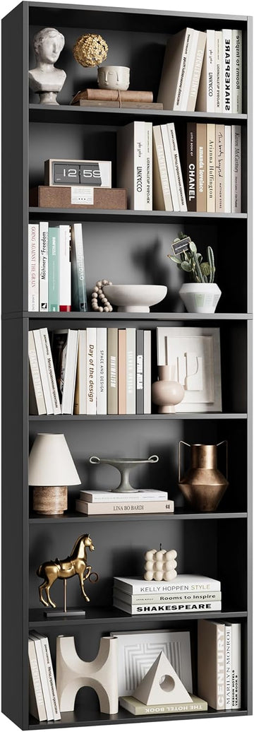82" Tall Bookshelf, 7-Tier Open Shelves Bookcase, Freestanding Display Storage Shelves