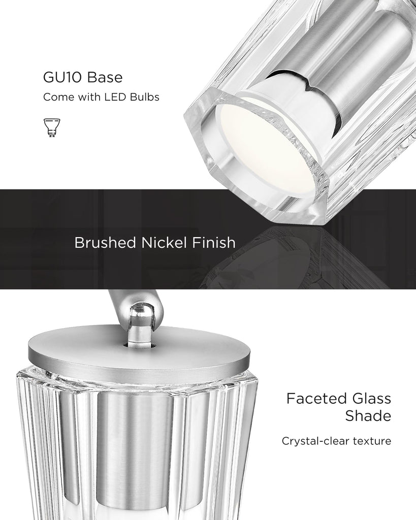 Round Ceiling Track Lighting with Crystal Glass, 3000K Bulb Included