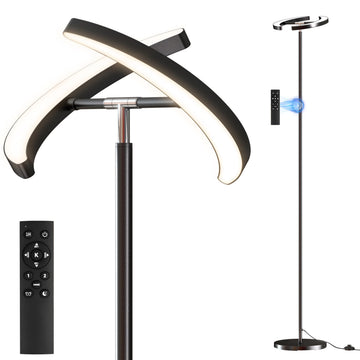 LED Floor Lamp, 32W 2200lm LED Floor Lamp, Dimmable Standing Lamp with 2 Rotatable Lights, Foot Pedal & Remote