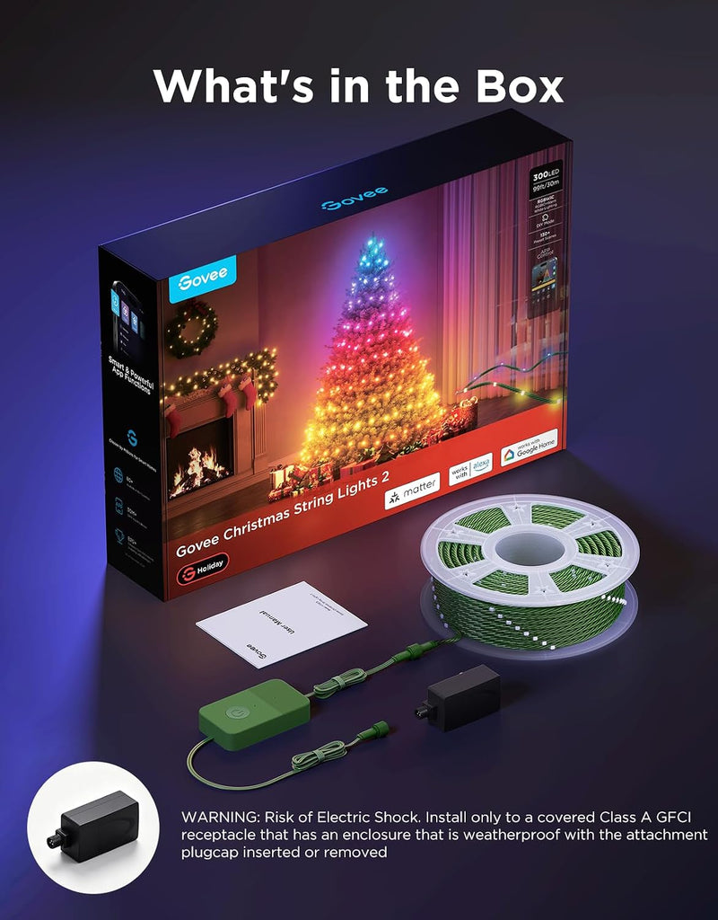 Christmas Lights 2, 99FT 300LEDs Holiday String Lights, Green Wire