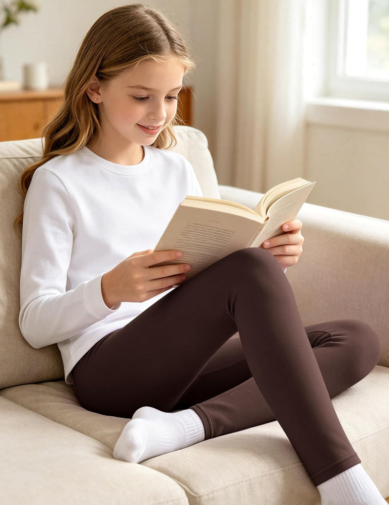 Girls Leggings Kids Basic Full Length Cotton School Uniform Pants