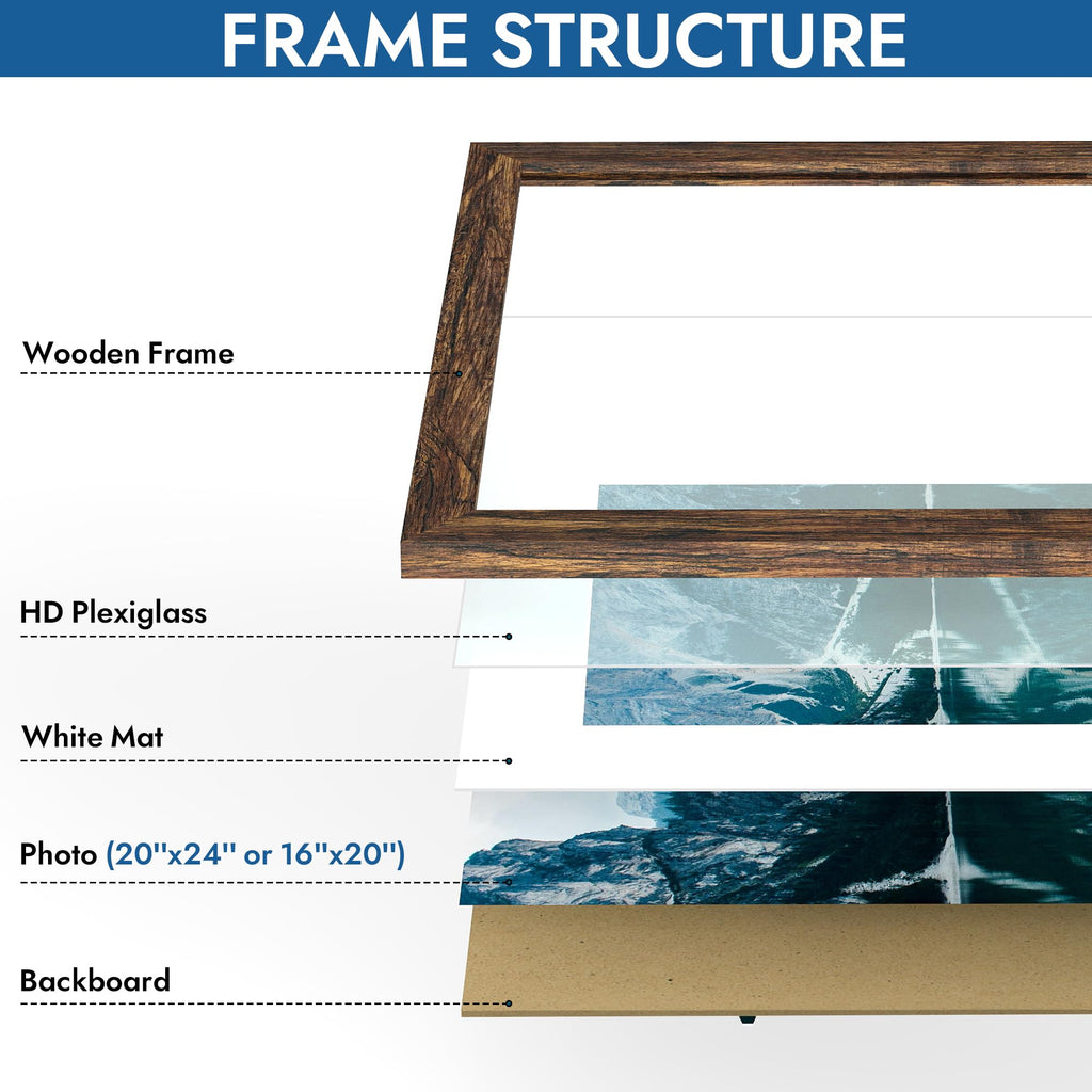 20x24 Picture Frame Set of 4, 20 x 24 Rustic Brown Wood Style