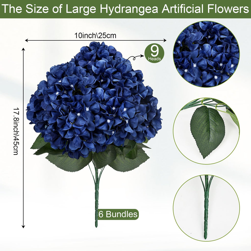 Navy Blue Large Artificial Bulk, 6 PCS, 54 Heads