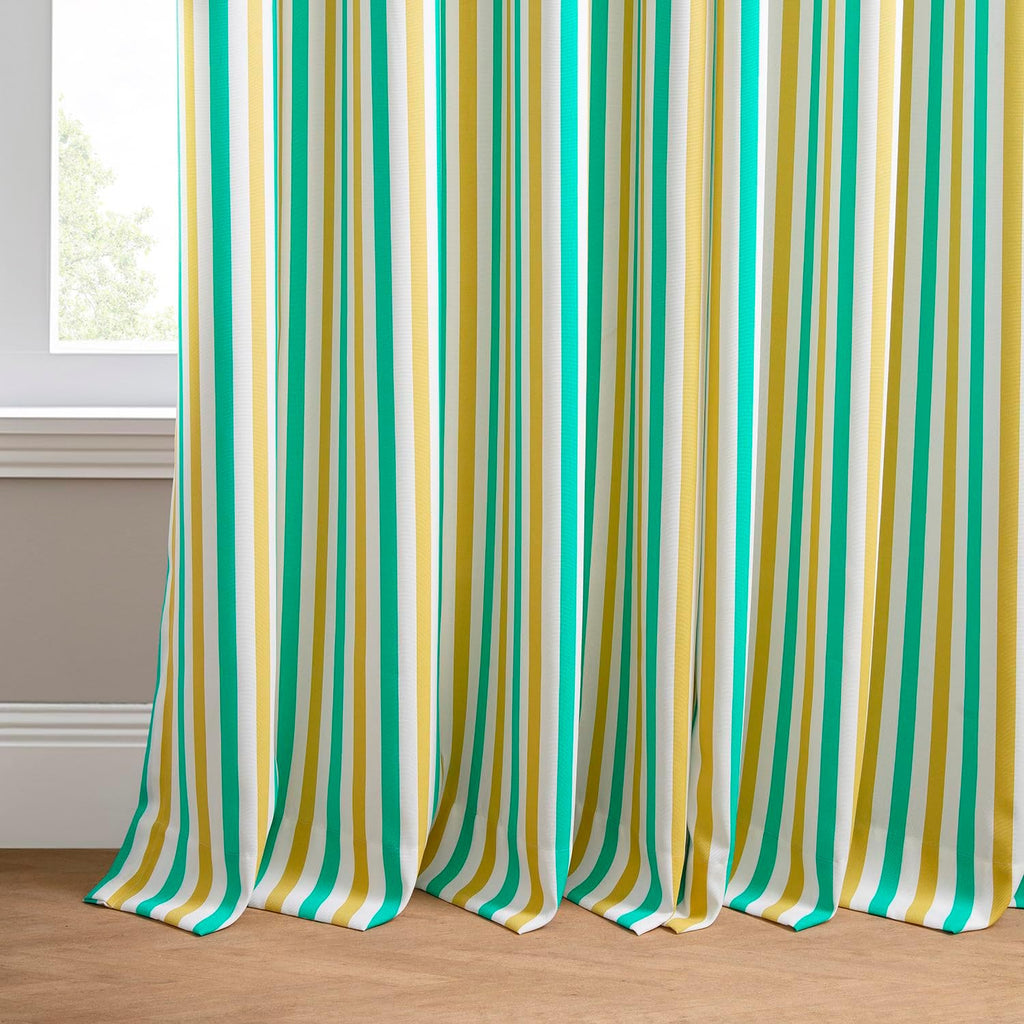 Villanova Striped Grommet Outdoor Curtains (1 Panel) - UV & Water Resistant Light Filtering 200 GSM Polyester