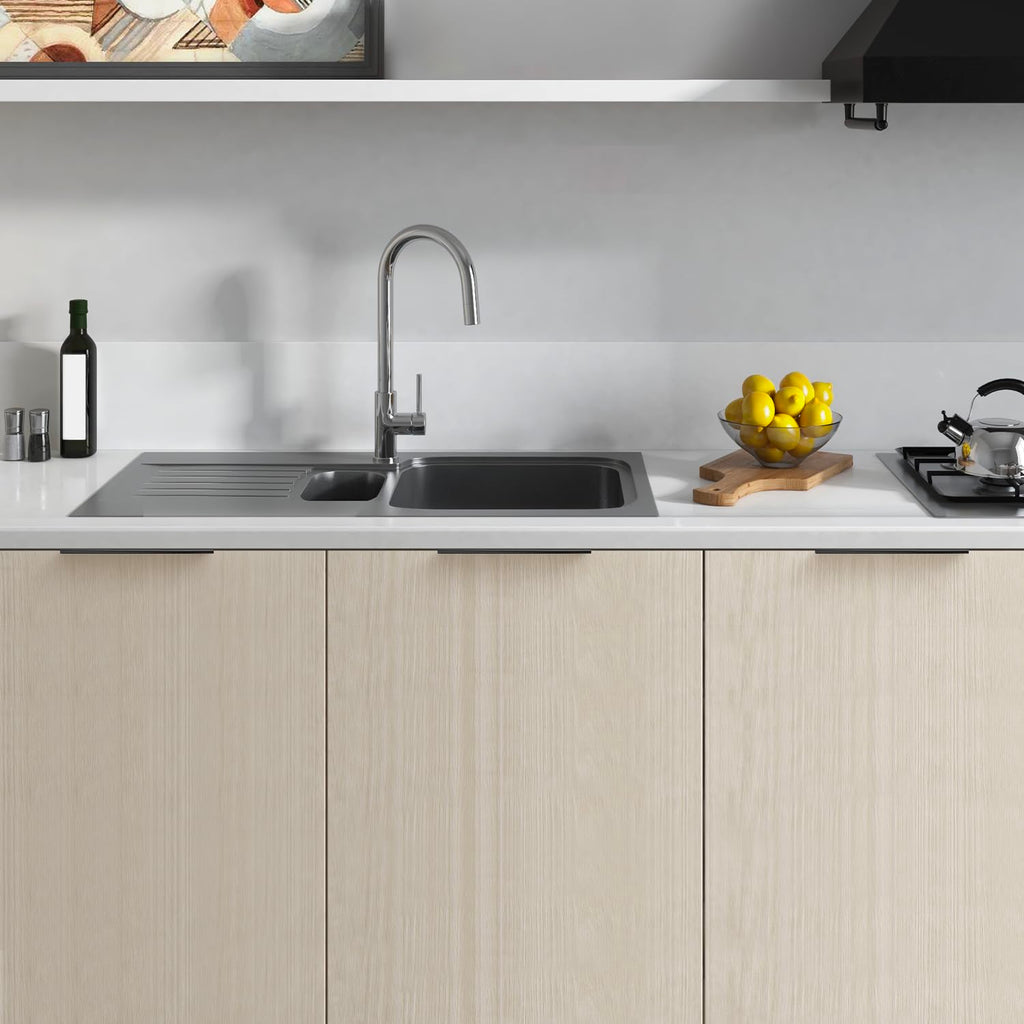 Matte Black Cabinet Pulls Finger Edge Pulls 6-1/4 Inch 6 Pack