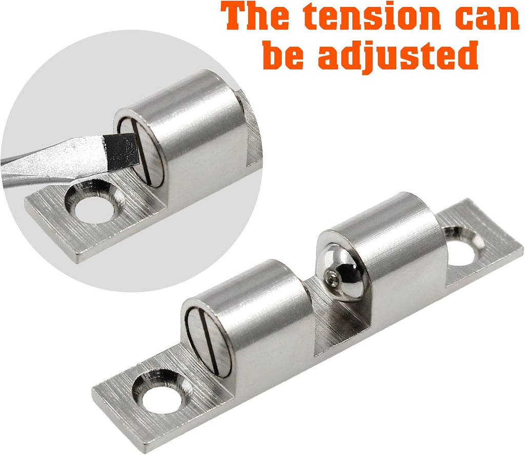 12Pcs 2"/ 50mm Double Ball Tension Roller Catch Latch, Solid Brass Hardware Fitting with Screws & Furniture Door