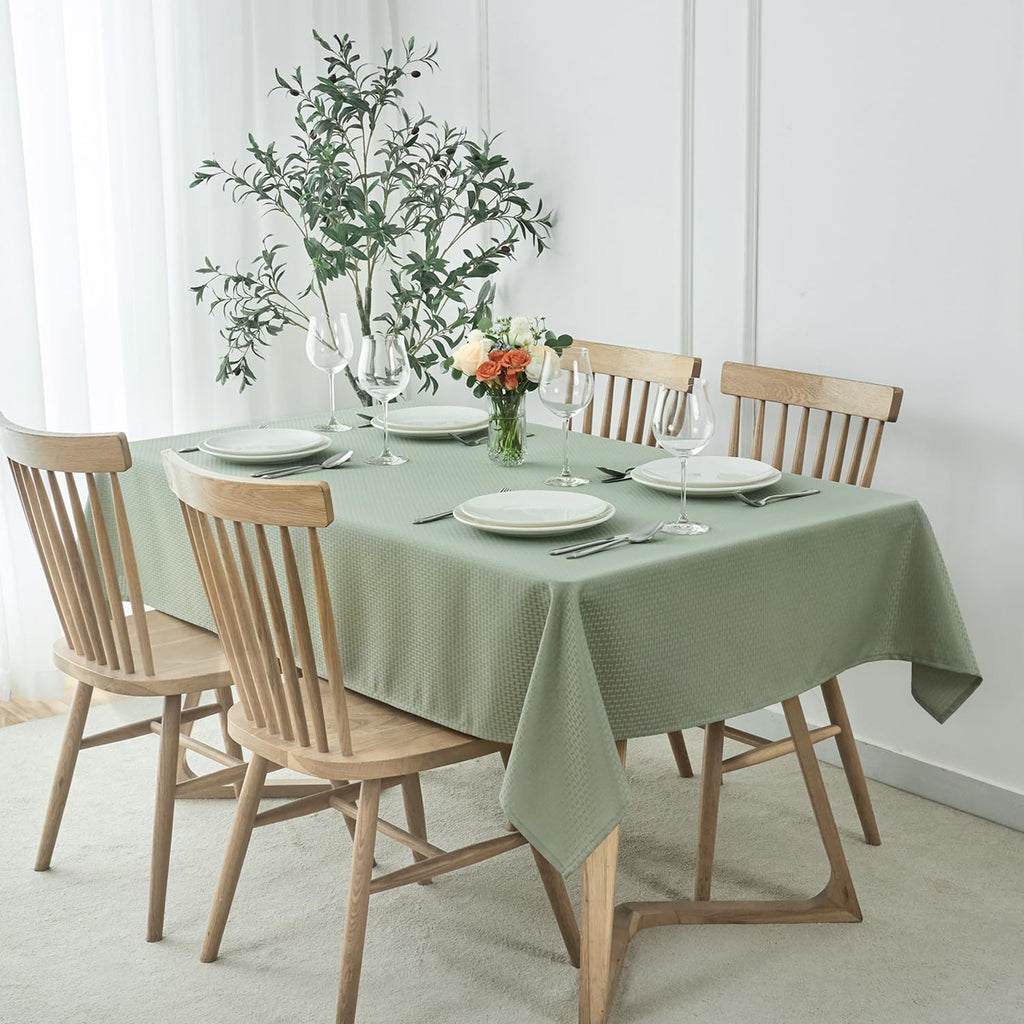 Tablecloth Weaved Texture Stain Resistant Waterproof, Wrinkle Resistant Washable Table Cloth, Fabric Table Cover
